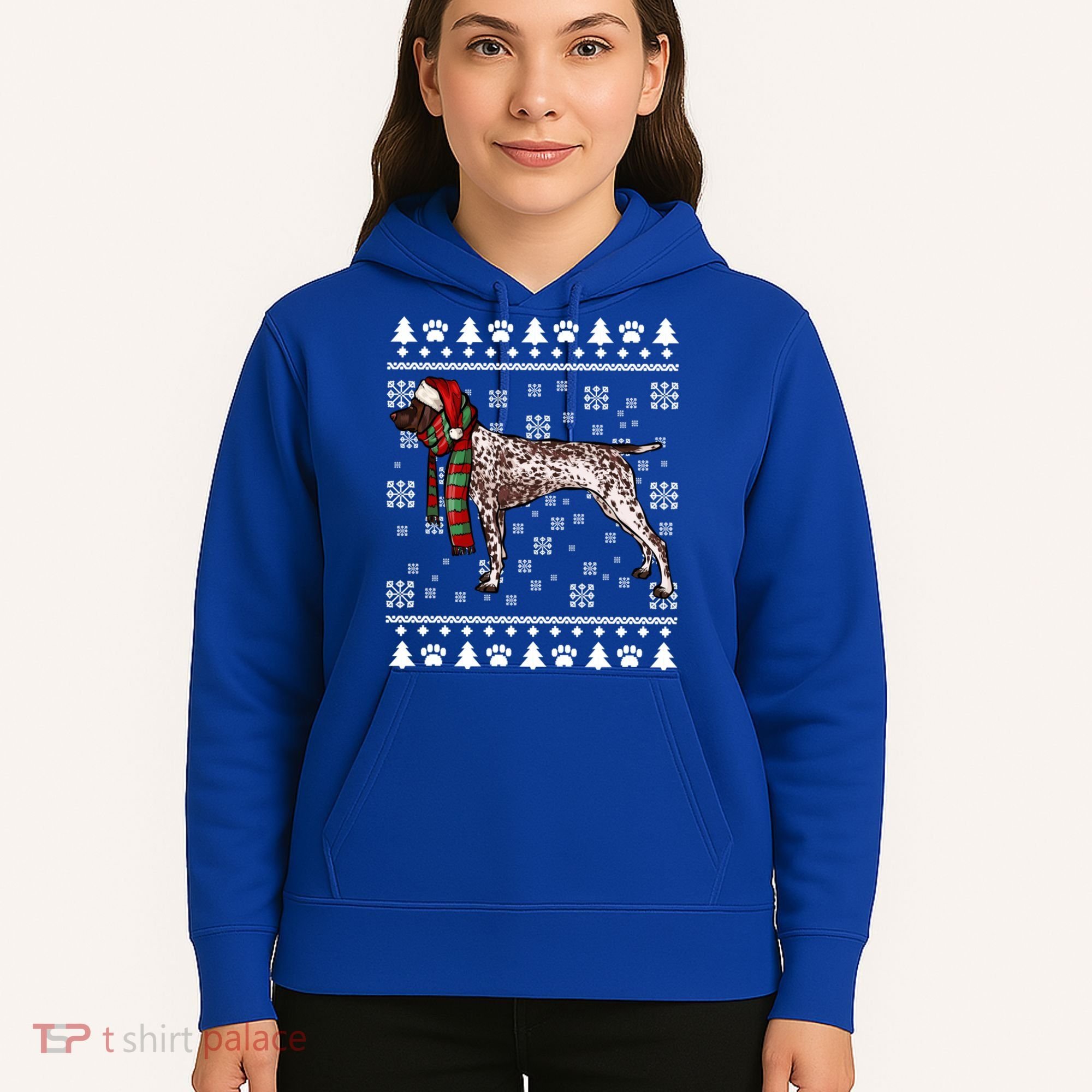 Ger Shorthaired Pointer Dog Santa Hat Xmas Ugly Christmas Meaningful Gift Hoodie
