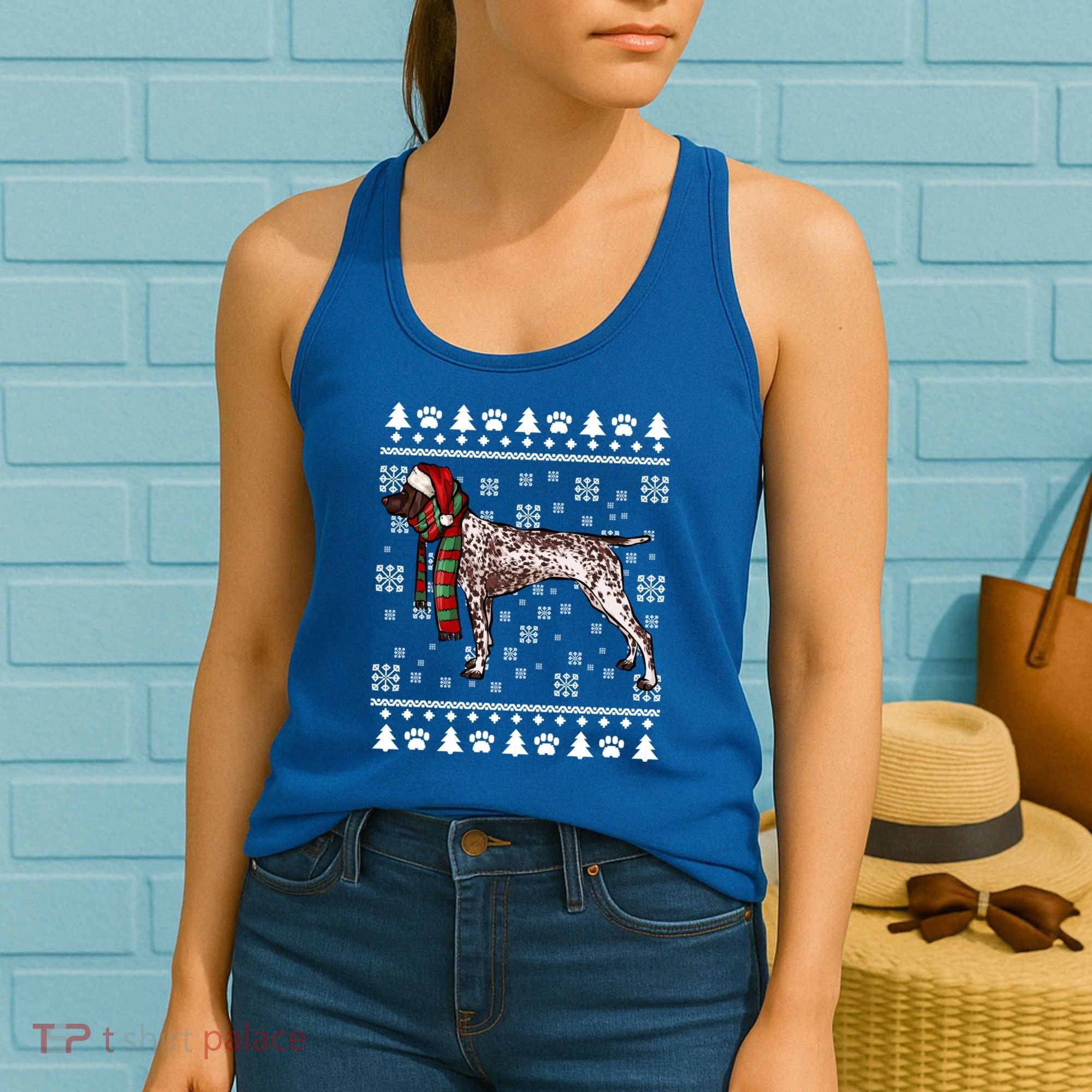 Ger Shorthaired Pointer Dog Santa Hat Xmas Ugly Christmas Meaningful Gift Women's Tank Top