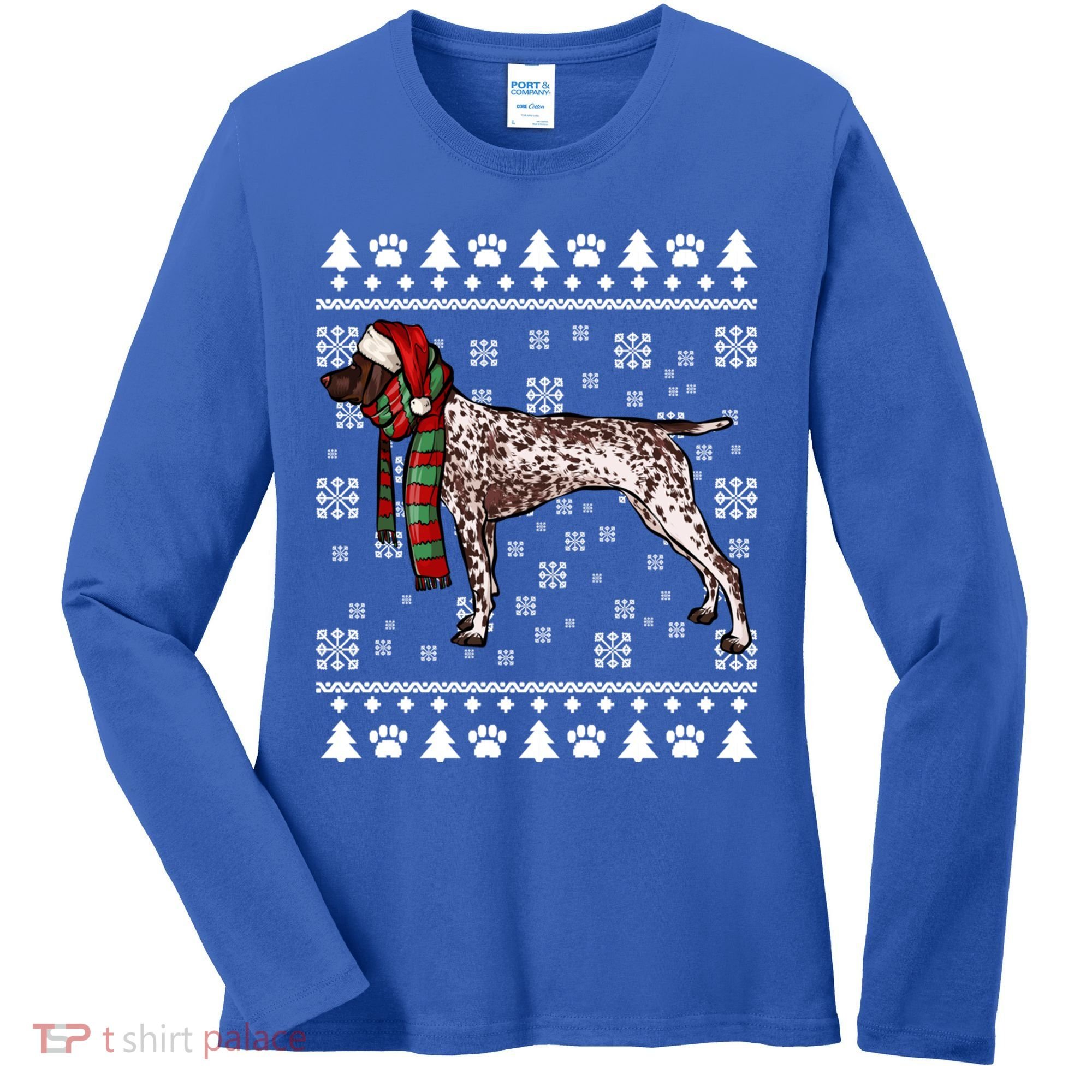 Ger Shorthaired Pointer Dog Santa Hat Xmas Ugly Christmas Meaningful Gift Women's Long Sleeve Shirt