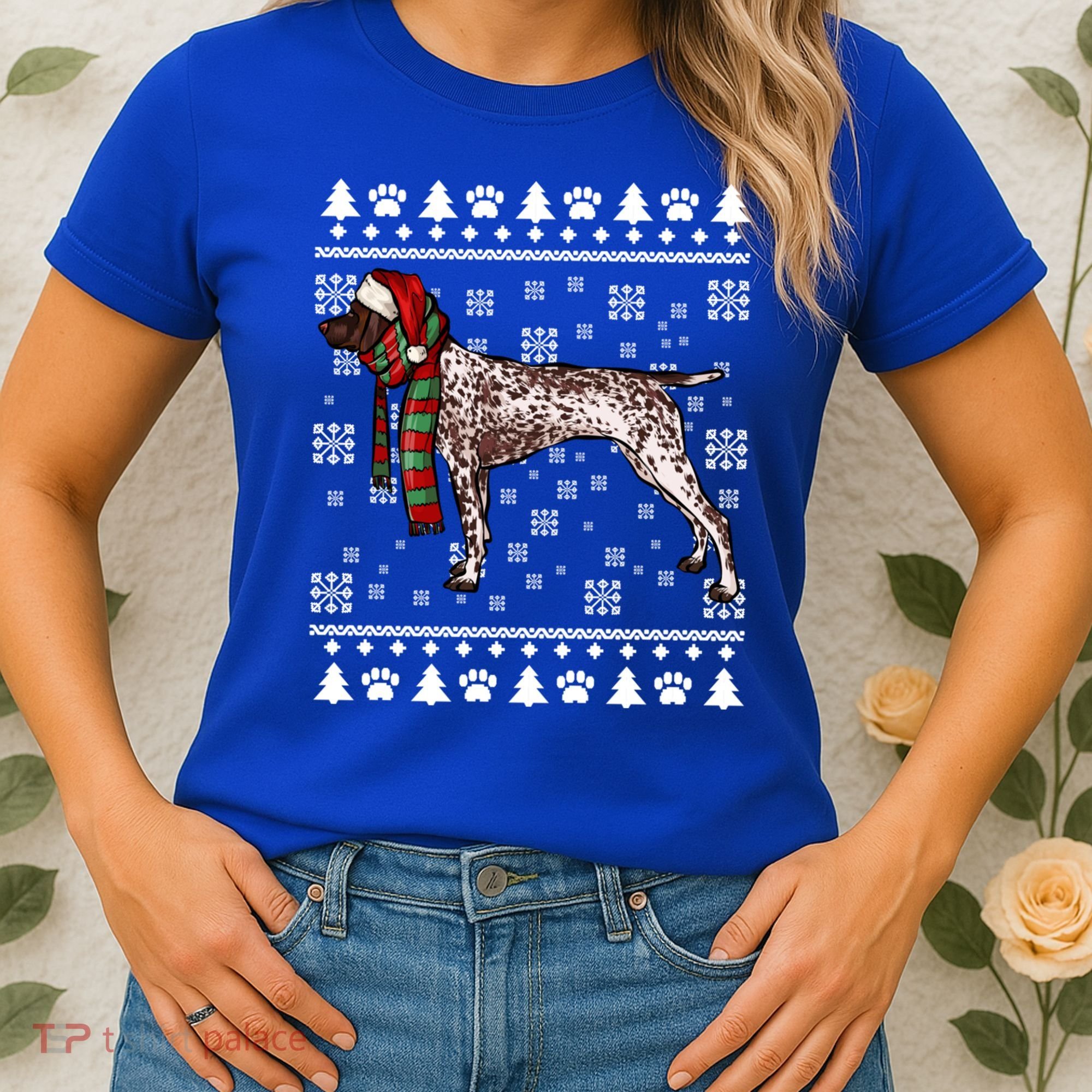 Ger Shorthaired Pointer Dog Santa Hat Xmas Ugly Christmas Meaningful Gift Women's T-Shirt