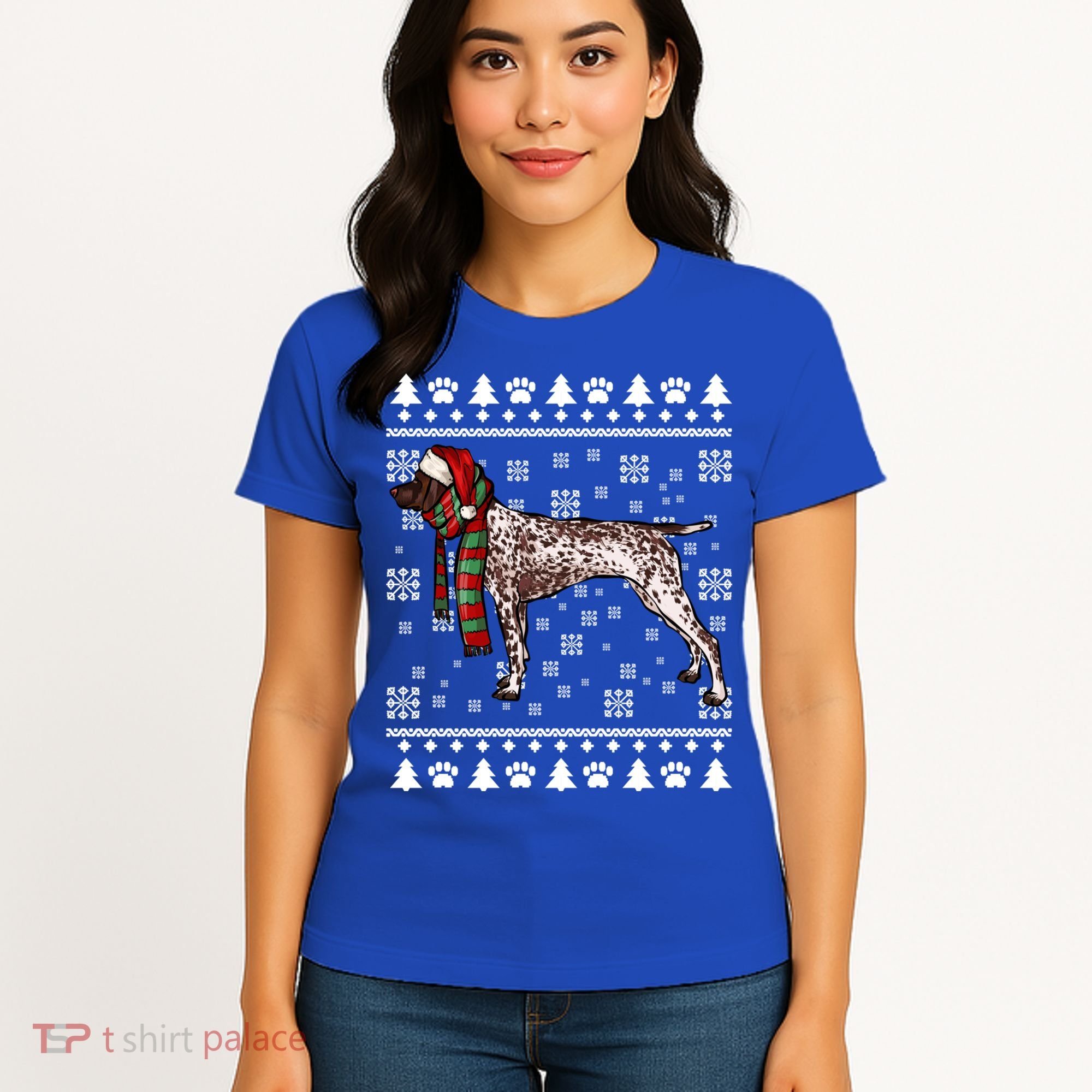 Ger Shorthaired Pointer Dog Santa Hat Xmas Ugly Christmas Meaningful Gift Women's T-Shirt