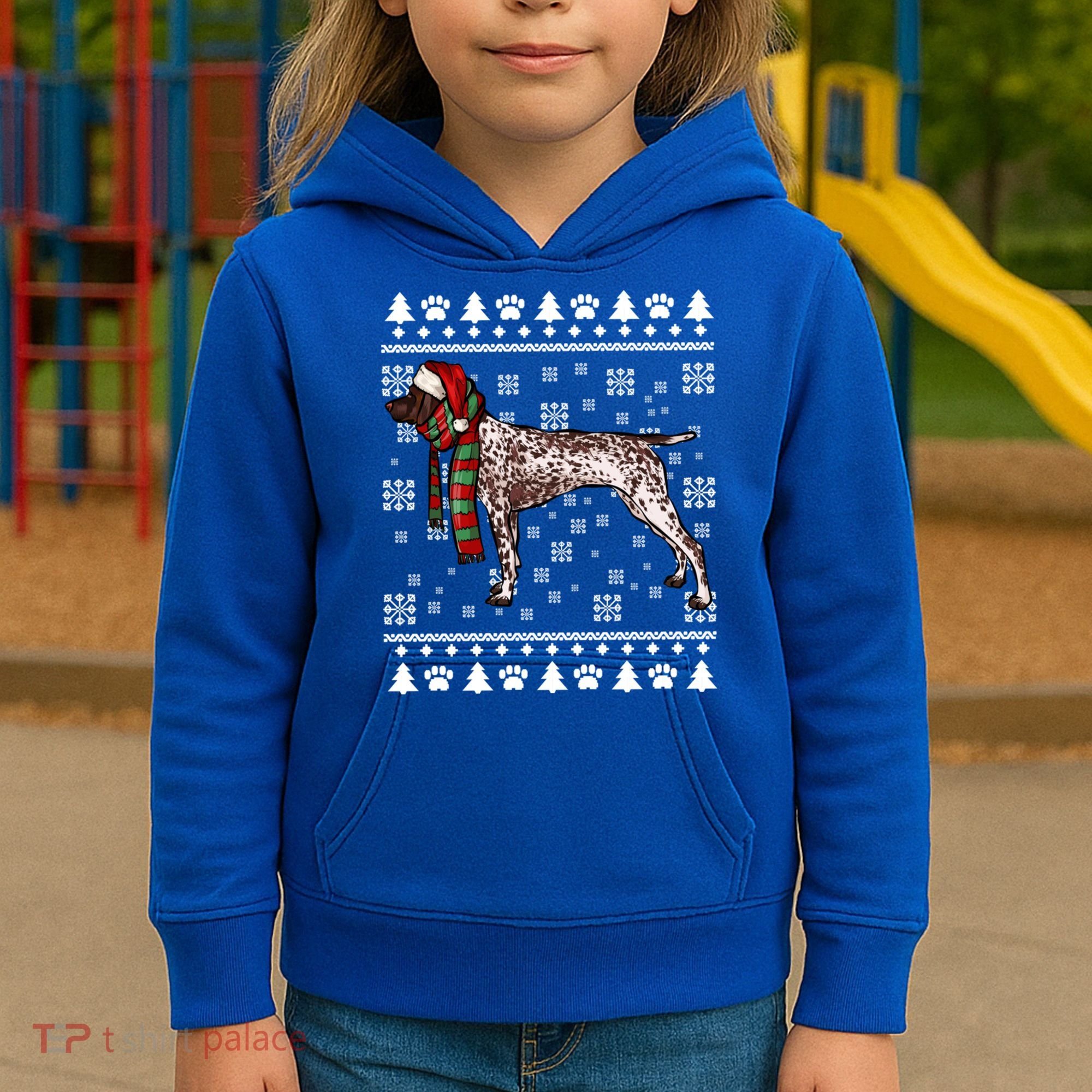 Ger Shorthaired Pointer Dog Santa Hat Xmas Ugly Christmas Meaningful Gift Kids Hoodie