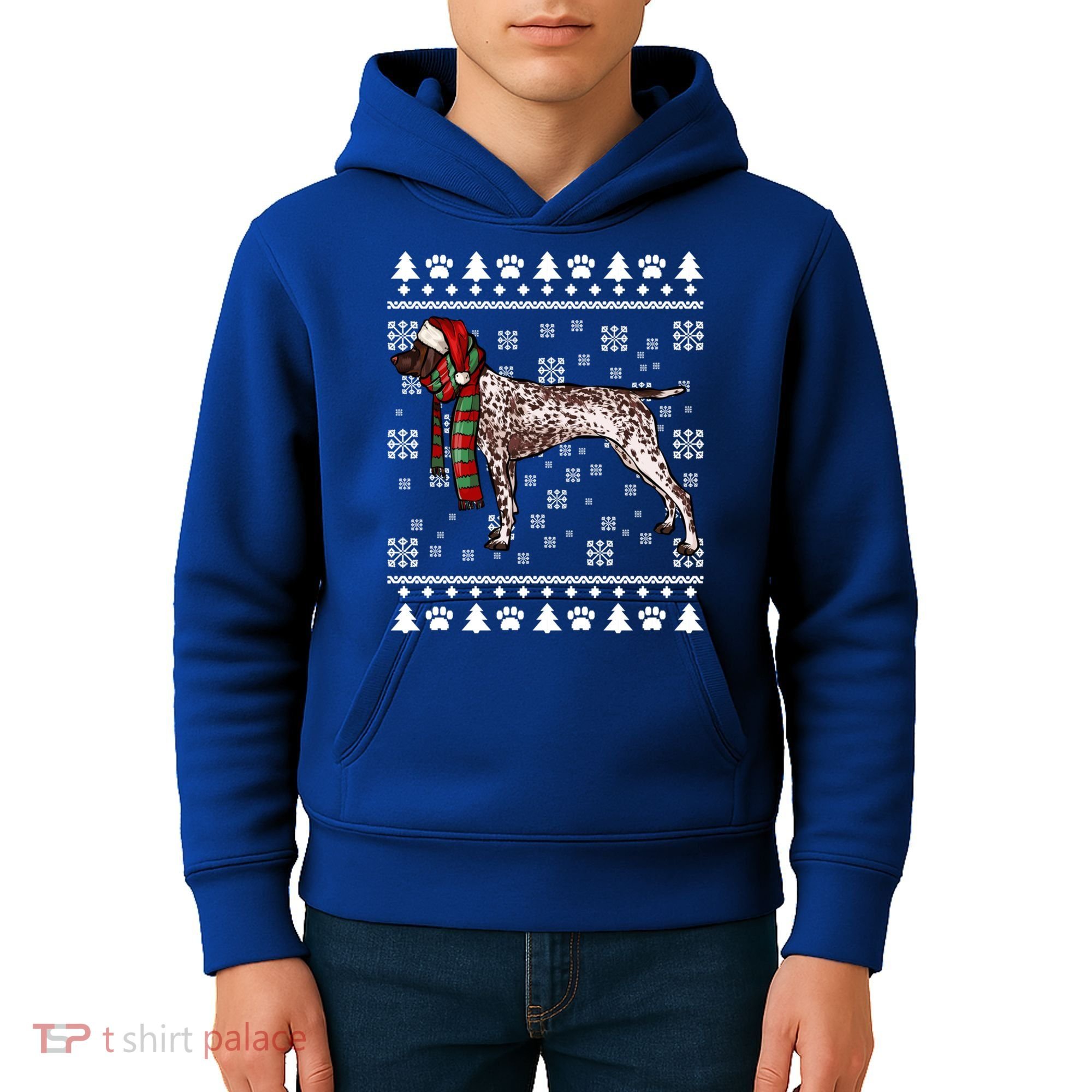 Ger Shorthaired Pointer Dog Santa Hat Xmas Ugly Christmas Meaningful Gift Kids Hoodie