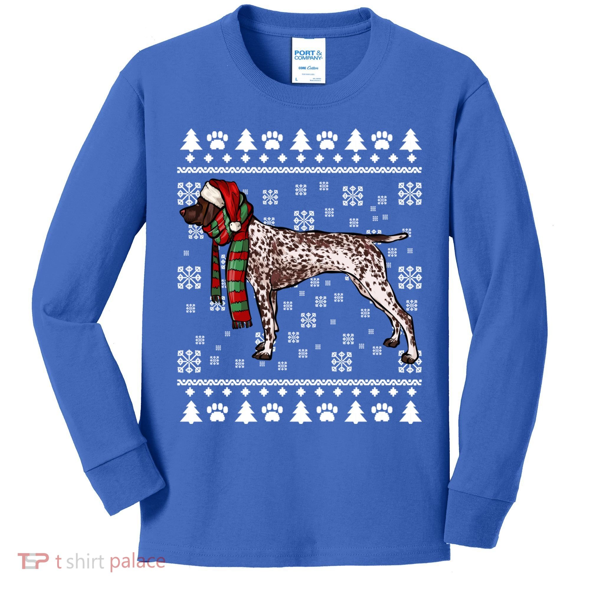 Ger Shorthaired Pointer Dog Santa Hat Xmas Ugly Christmas Meaningful Gift Kids Long Sleeve Shirt