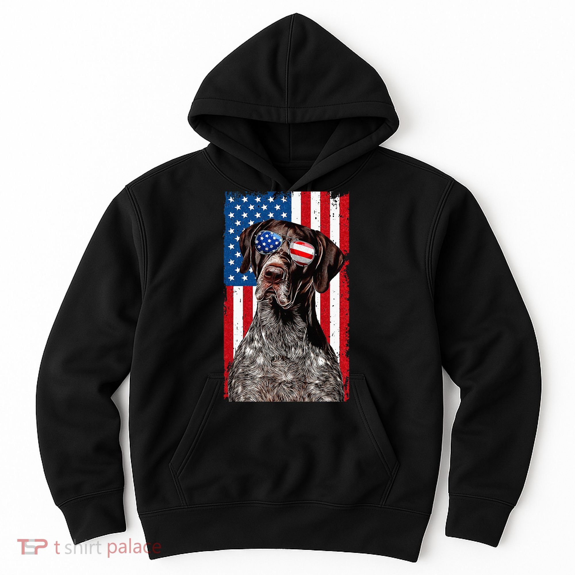 German Shorthaired Pointer 4th Of July American Flag GSP Dog Hoodie