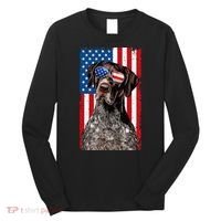 German Shorthaired Pointer 4th Of July American Flag GSP Dog Long Sleeve Shirt thumb 0