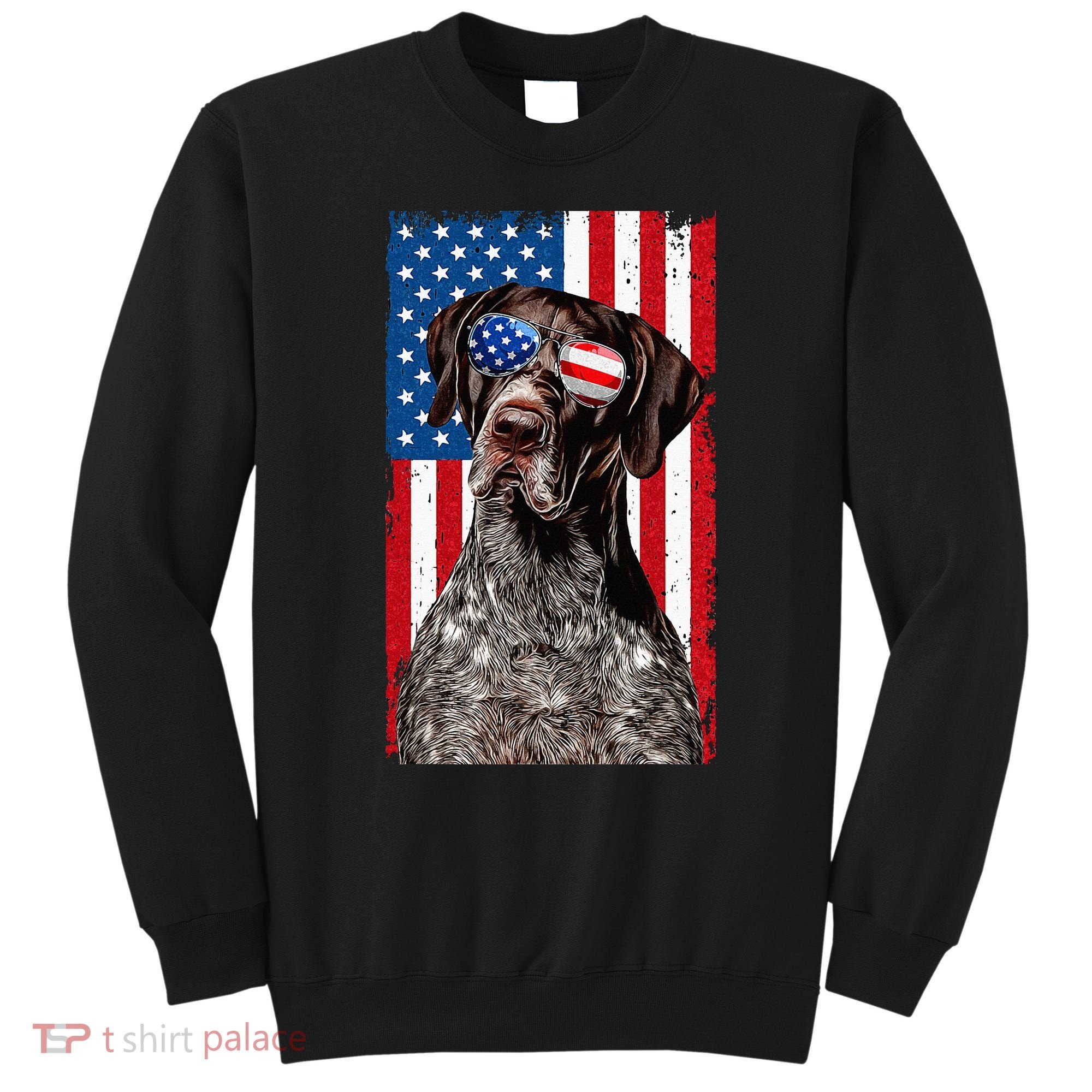 German Shorthaired Pointer 4th Of July American Flag GSP Dog Sweatshirt