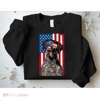 German Shorthaired Pointer 4th Of July American Flag GSP Dog Sweatshirt thumb 2