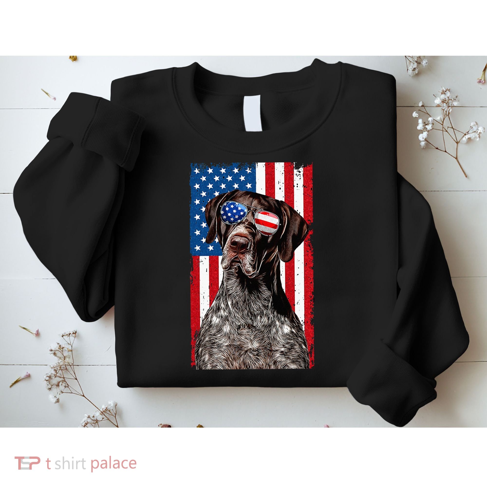 German Shorthaired Pointer 4th Of July American Flag GSP Dog Sweatshirt