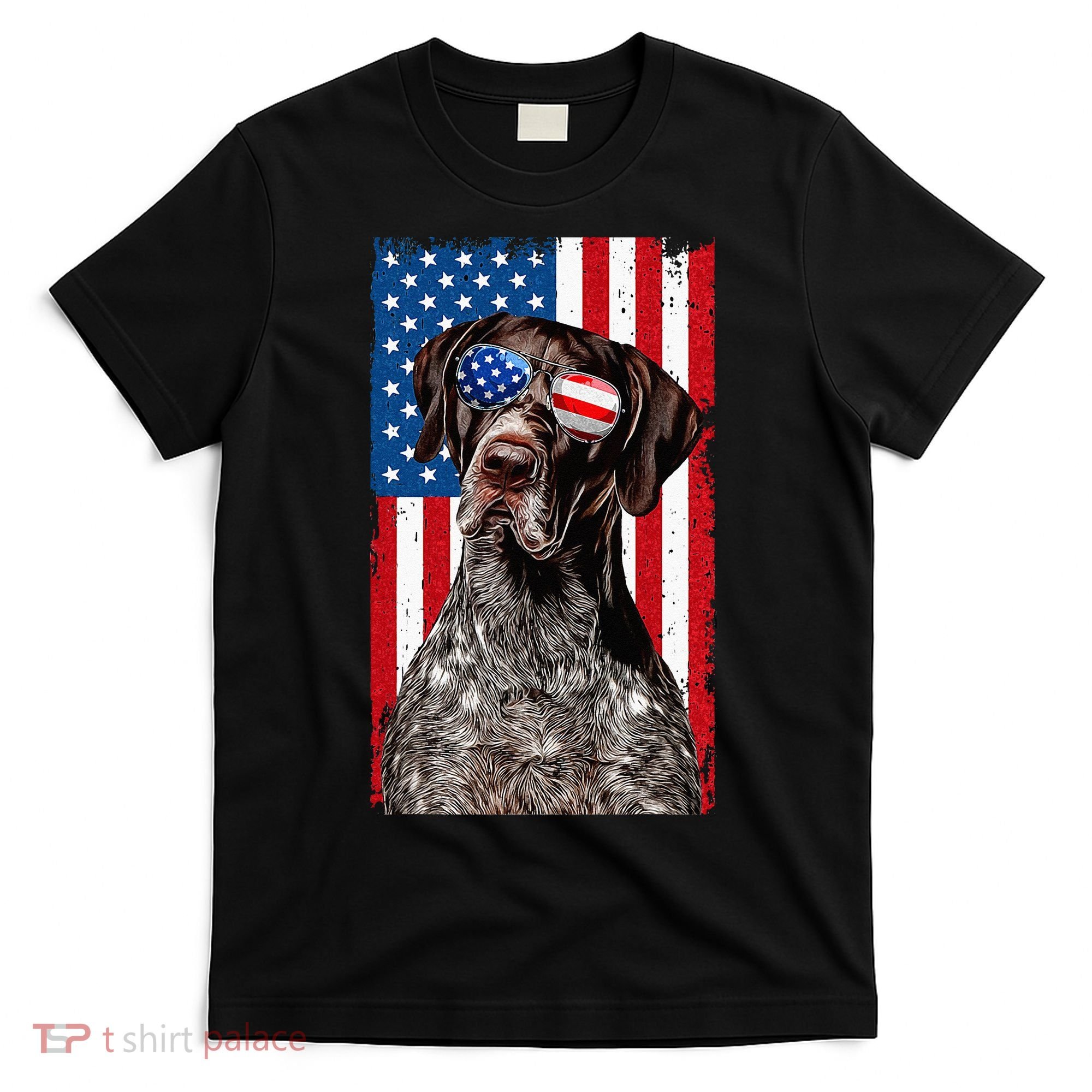 German Shorthaired Pointer 4th Of July American Flag GSP Dog T-Shirt