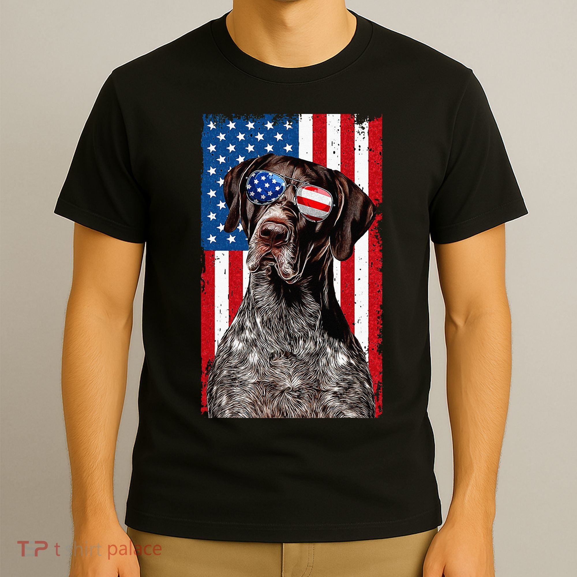German Shorthaired Pointer 4th Of July American Flag GSP Dog T-Shirt