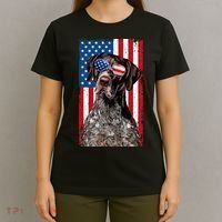 German Shorthaired Pointer 4th Of July American Flag GSP Dog T-Shirt thumb 4