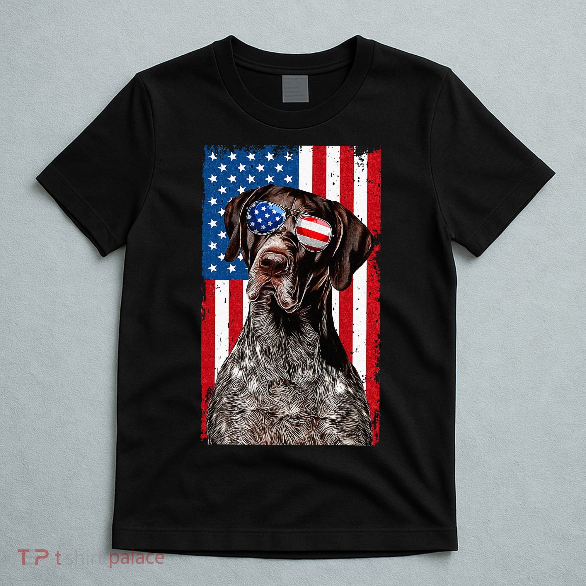 German Shorthaired Pointer 4th Of July American Flag GSP Dog T-Shirt