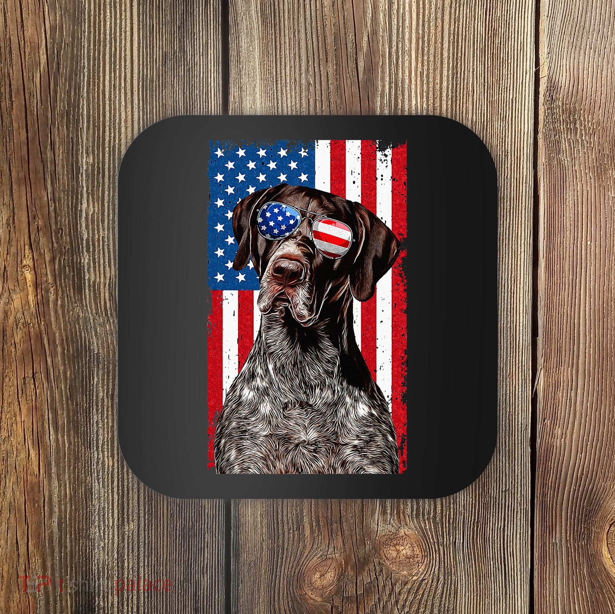 German Shorthaired Pointer 4th Of July American Flag GSP Dog Coaster