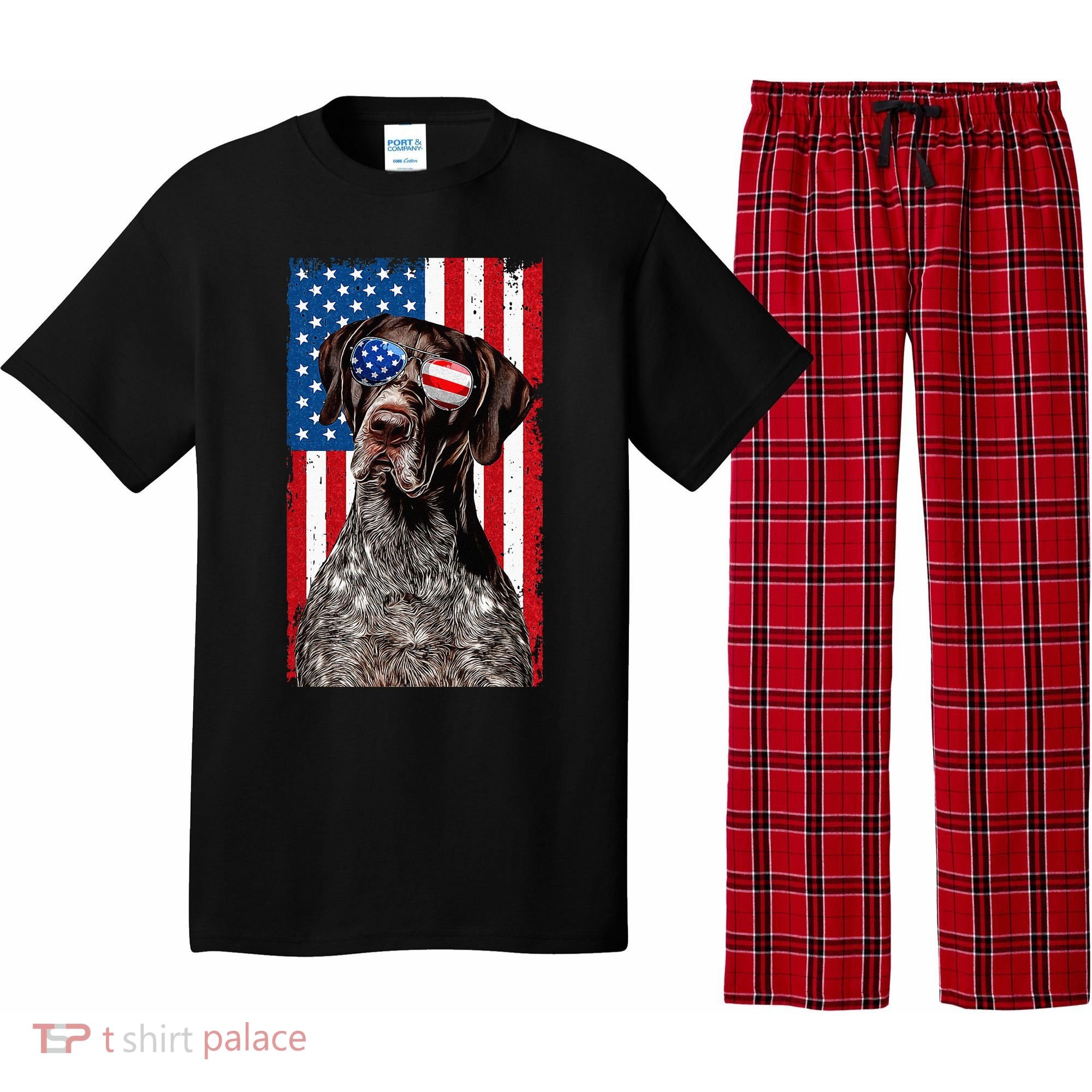 German Shorthaired Pointer 4th Of July American Flag GSP Dog Pajama Set