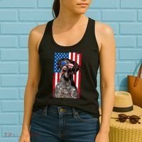 German Shorthaired Pointer 4th Of July American Flag GSP Dog Women's Tank Top thumb 2