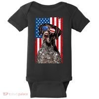 German Shorthaired Pointer 4th Of July American Flag GSP Dog Baby Bodysuit thumb 0