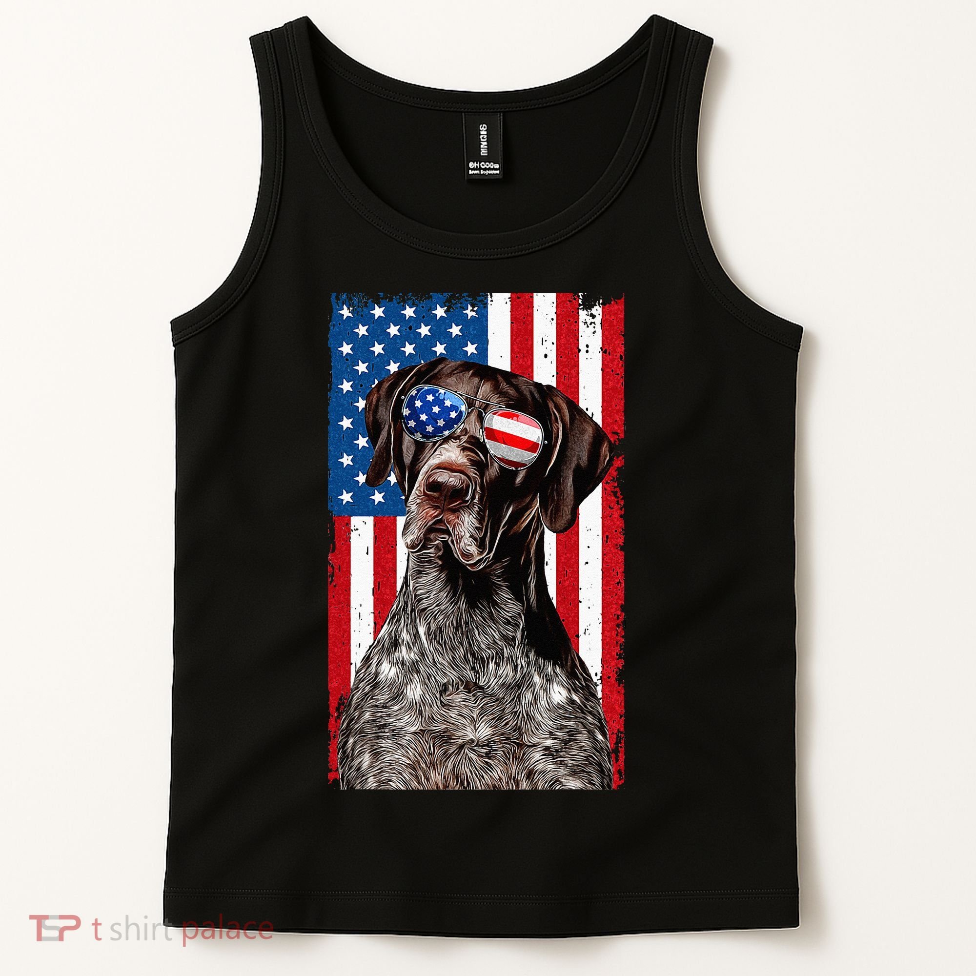 German Shorthaired Pointer 4th Of July American Flag GSP Dog Tank Top