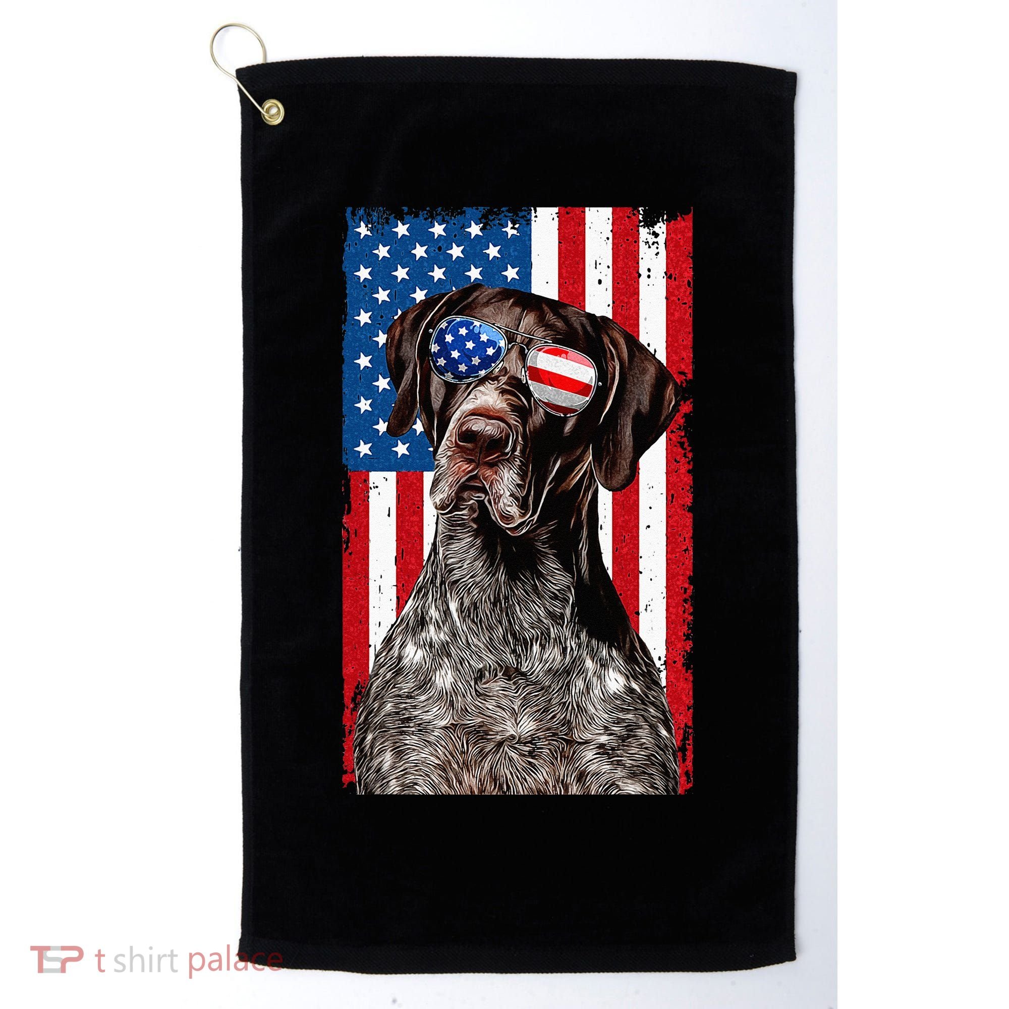 German Shorthaired Pointer 4th Of July American Flag GSP Dog Golf Towel
