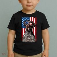 German Shorthaired Pointer 4th Of July American Flag GSP Dog Toddler T-Shirt thumb 2