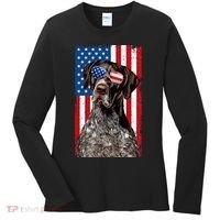 German Shorthaired Pointer 4th Of July American Flag GSP Dog Women's Long Sleeve Shirt thumb 0