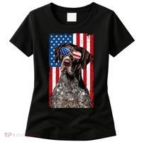 German Shorthaired Pointer 4th Of July American Flag GSP Dog Women's T-Shirt thumb 0