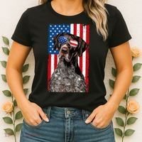 German Shorthaired Pointer 4th Of July American Flag GSP Dog Women's T-Shirt thumb 2