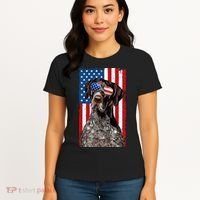 German Shorthaired Pointer 4th Of July American Flag GSP Dog Women's T-Shirt thumb 4
