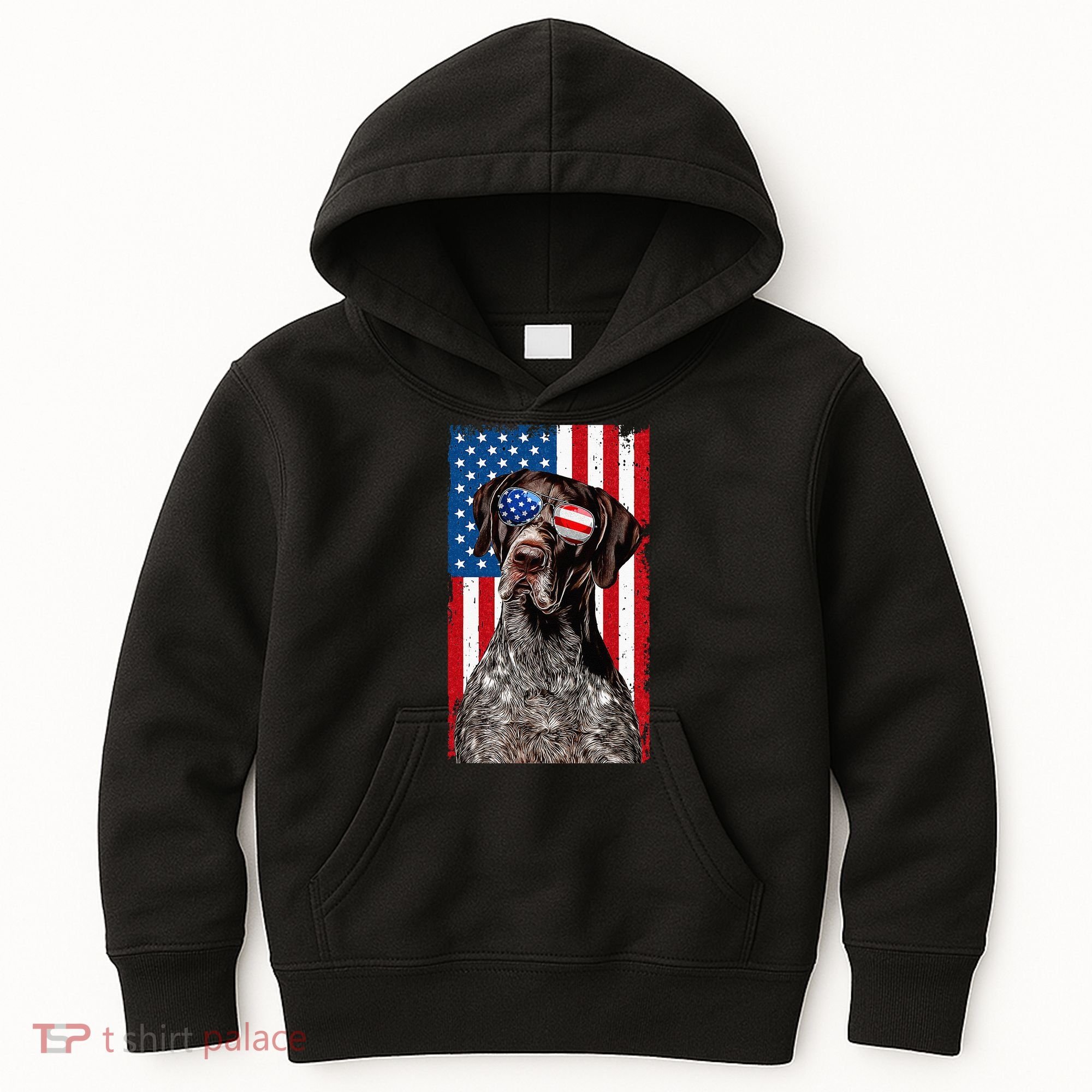 German Shorthaired Pointer 4th Of July American Flag GSP Dog Kids Hoodie