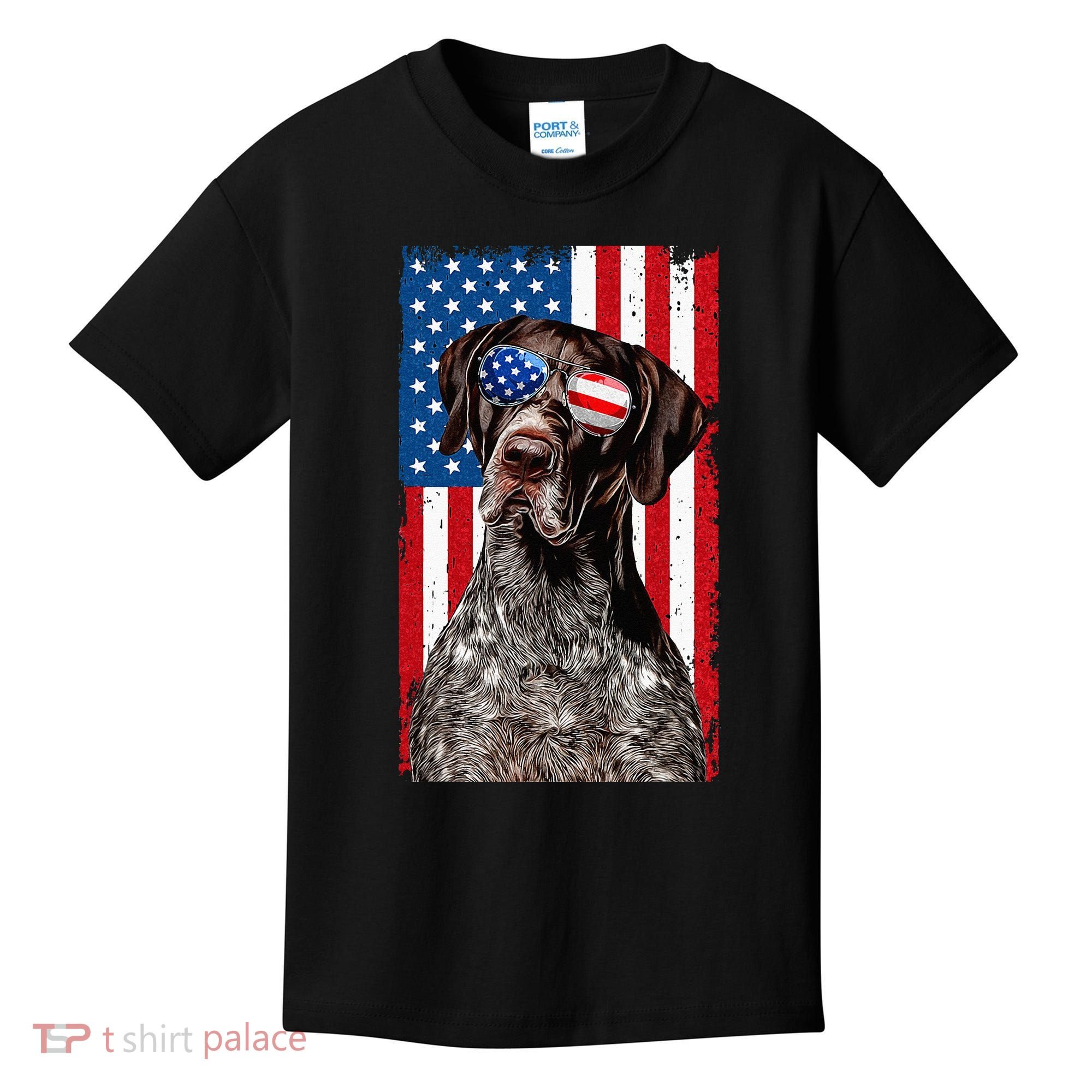 German Shorthaired Pointer 4th Of July American Flag GSP Dog Kids T-Shirt