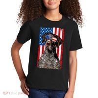 German Shorthaired Pointer 4th Of July American Flag GSP Dog Kids T-Shirt thumb 2