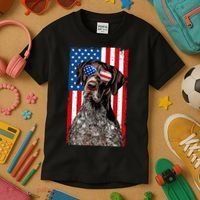German Shorthaired Pointer 4th Of July American Flag GSP Dog Kids T-Shirt thumb 3