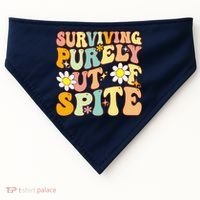 Groovy Surviving Purely Out Of Spite A Humorous Funny Joke USA-Made Doggie Bandana thumb 0