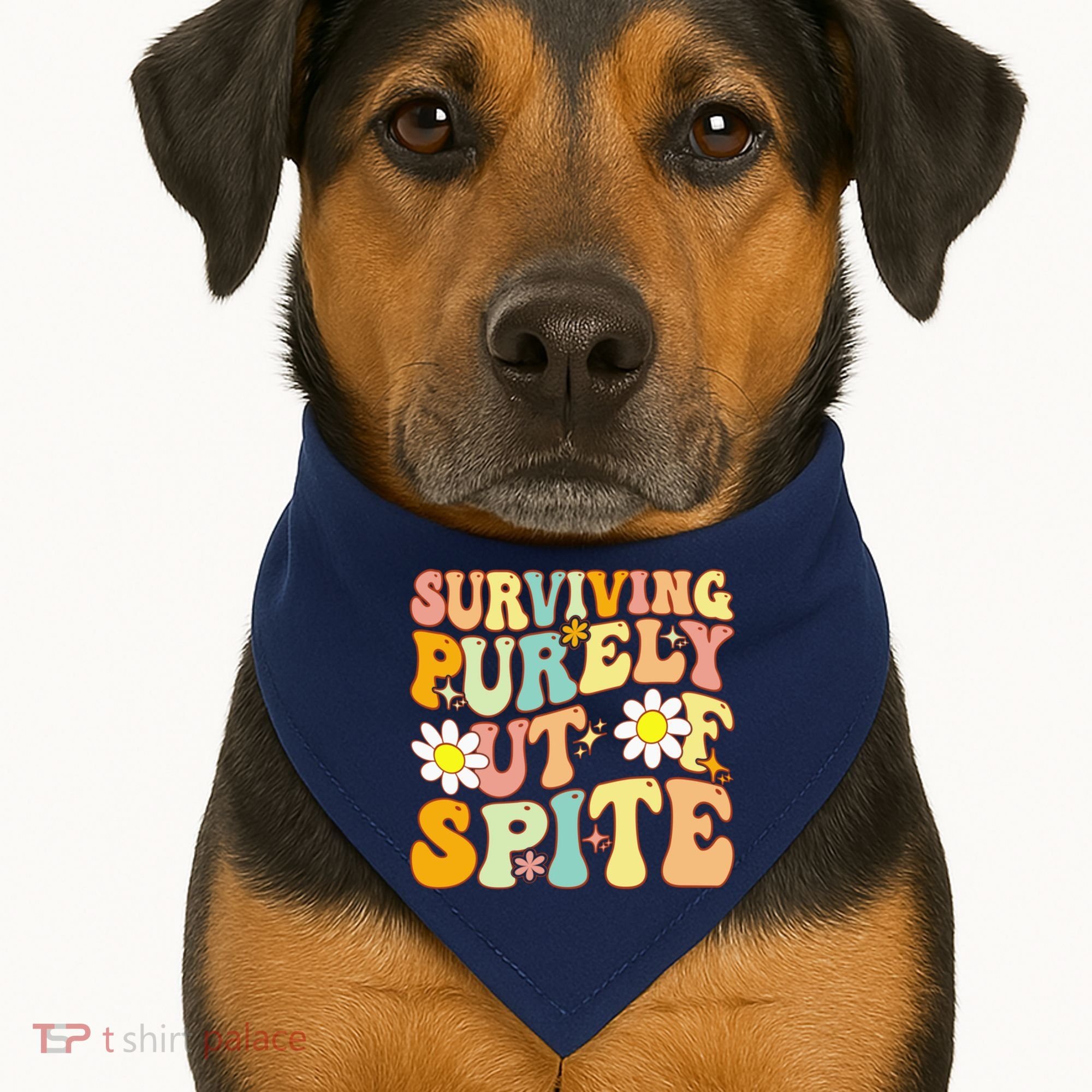 Groovy Surviving Purely Out Of Spite A Humorous Funny Joke USA-Made Doggie Bandana
