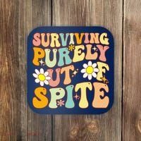Groovy Surviving Purely Out Of Spite A Humorous Funny Joke Coaster thumb 0