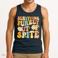 Groovy Surviving Purely Out Of Spite A Humorous Funny Joke Tank Top thumb 3
