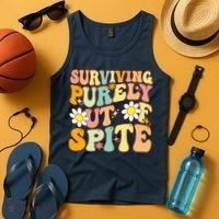 Groovy Surviving Purely Out Of Spite A Humorous Funny Joke Tank Top thumb 4