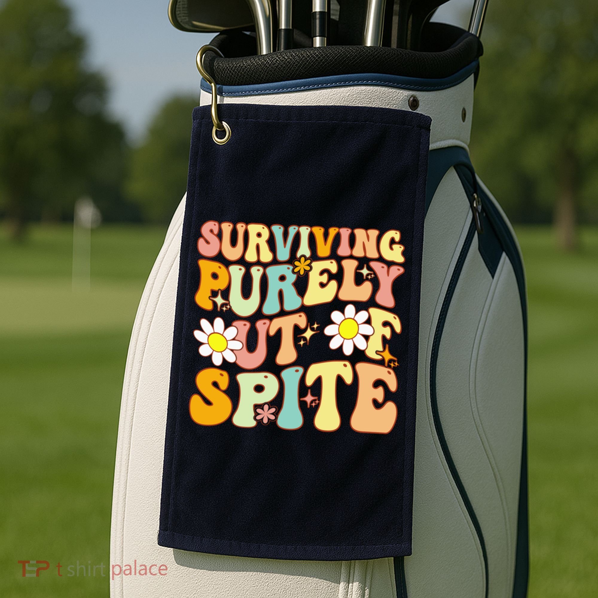 Groovy Surviving Purely Out Of Spite A Humorous Funny Joke Golf Towel
