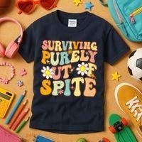 Groovy Surviving Purely Out Of Spite A Humorous Funny Joke Kids T-Shirt thumb 3