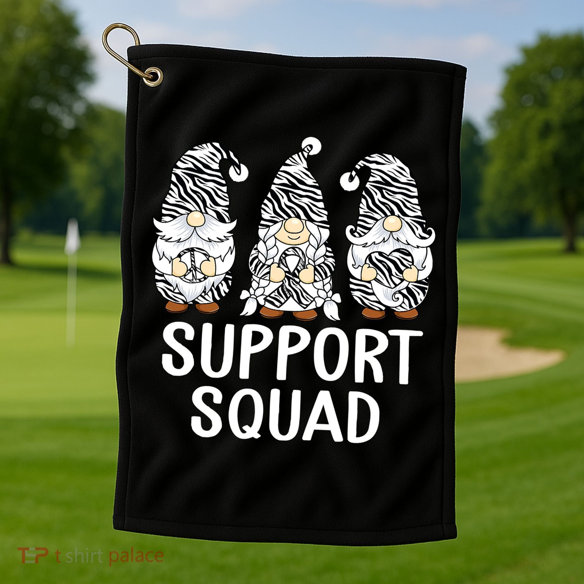 Gnomes Support Peace Hope Love Carcinoid Funny Cancer Awareness Golf Towel