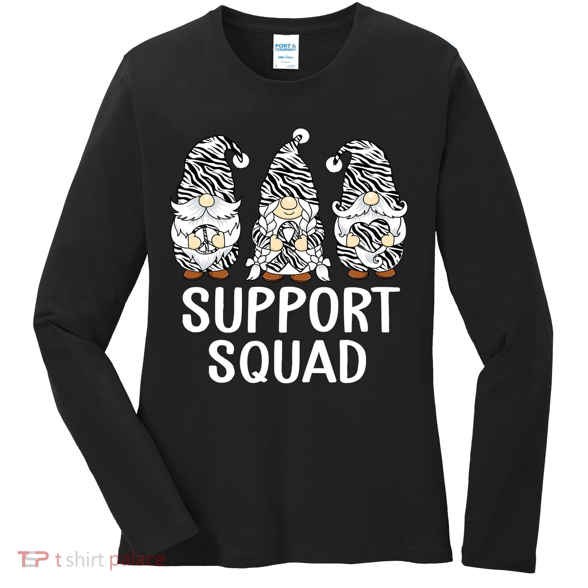 Gnomes Support Peace Hope Love Carcinoid Funny Cancer Awareness Women's Long Sleeve Shirt