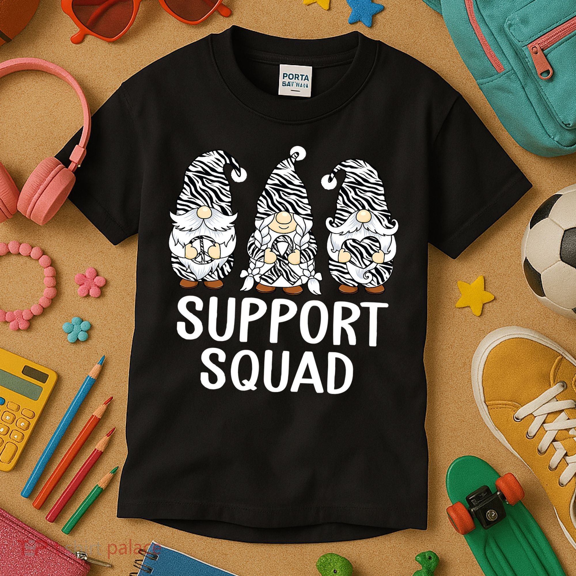Gnomes Support Peace Hope Love Carcinoid Funny Cancer Awareness Kids T-Shirt