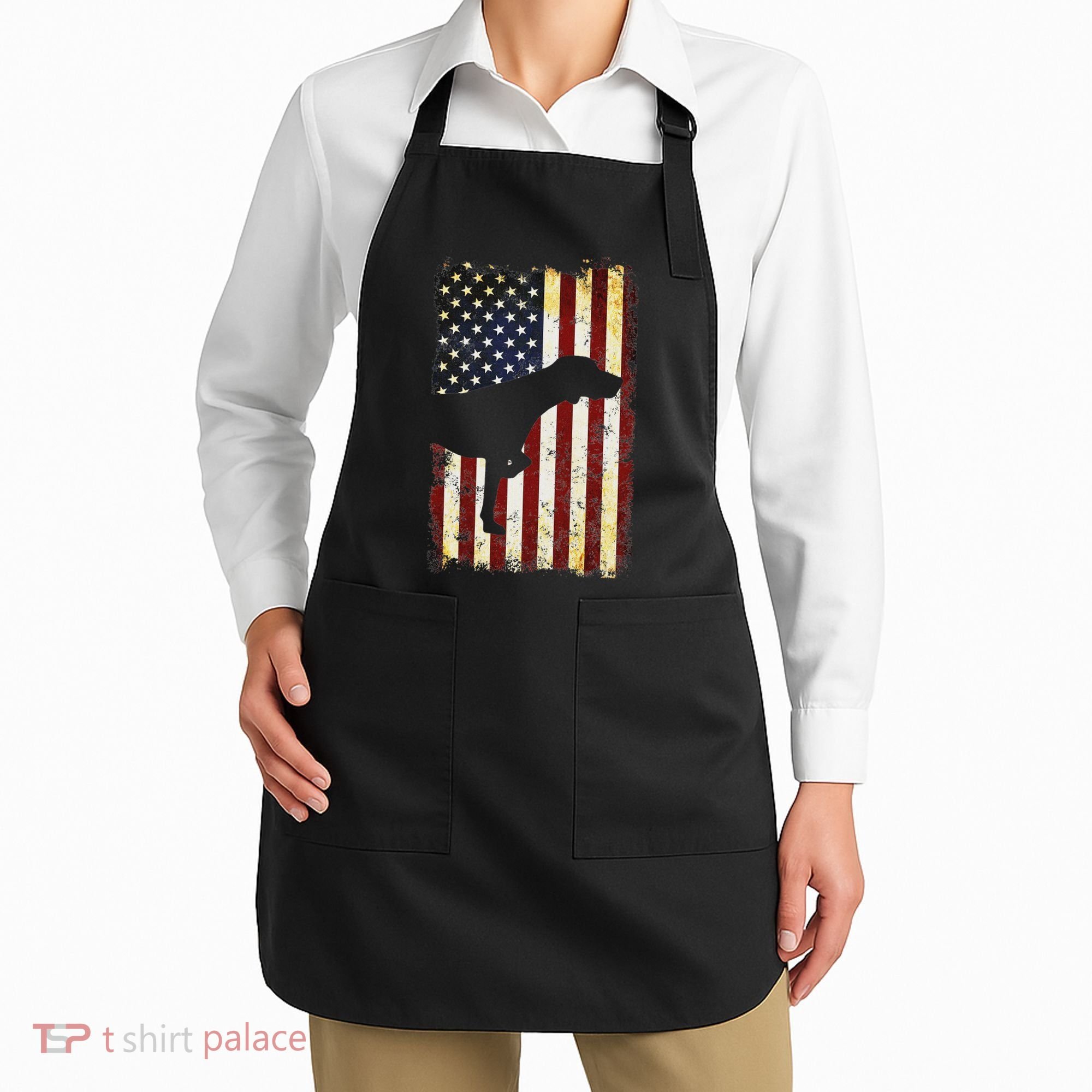 German Shorthaired Pointer Silhouette American Flag Apron