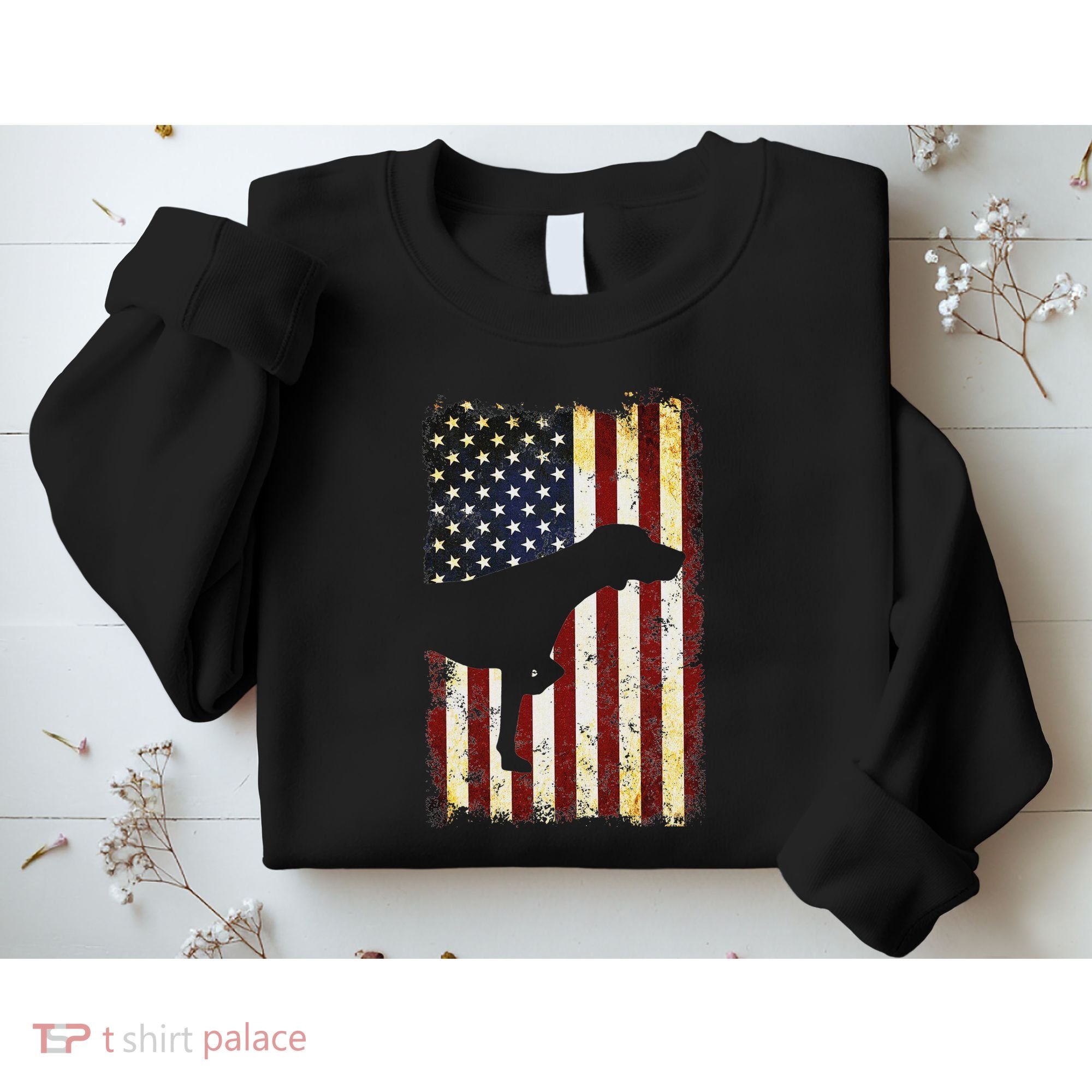 German Shorthaired Pointer Silhouette American Flag Sweatshirt