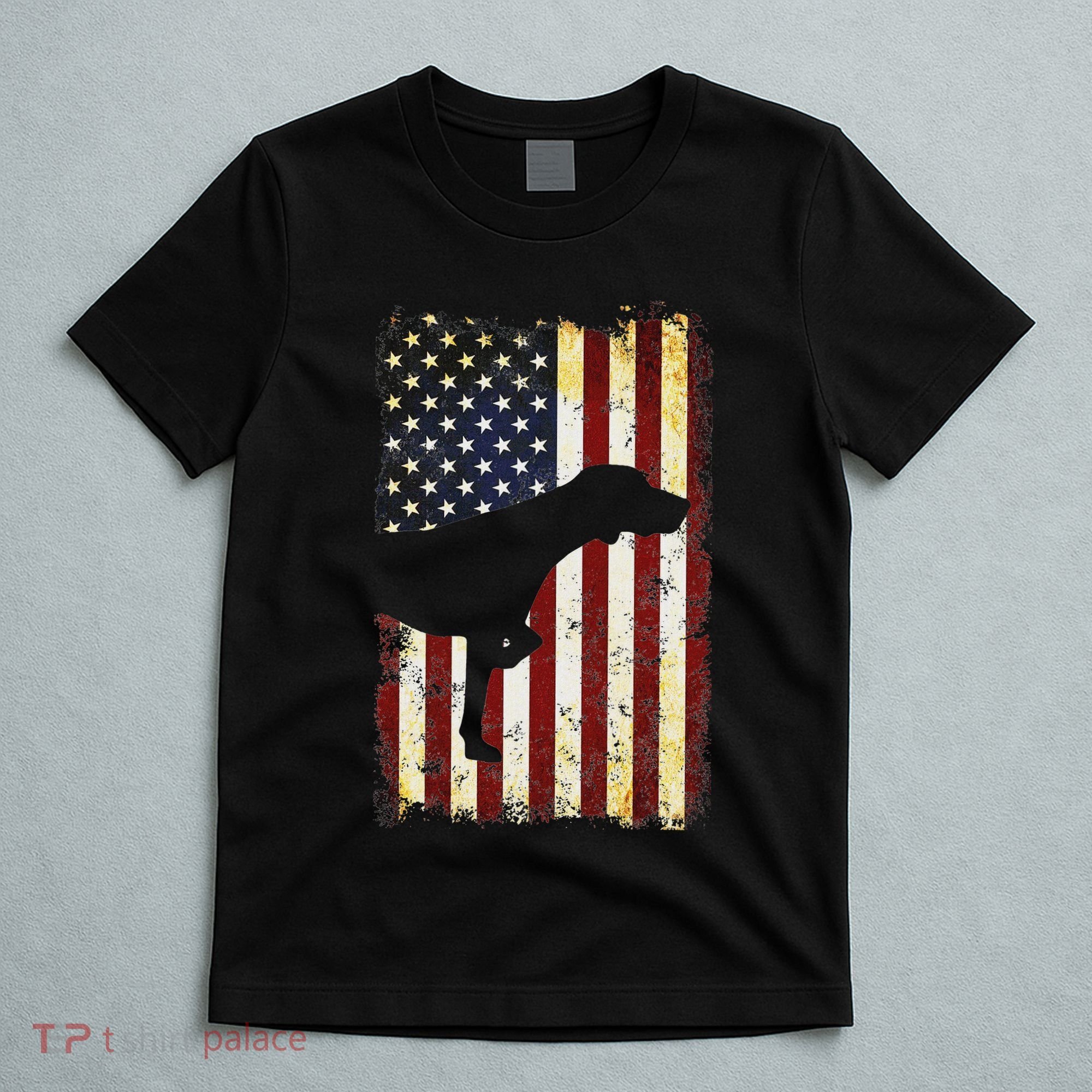German Shorthaired Pointer Silhouette American Flag T-Shirt