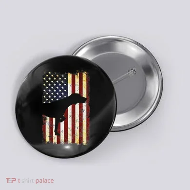 German Shorthaired Pointer Silhouette American Flag Button