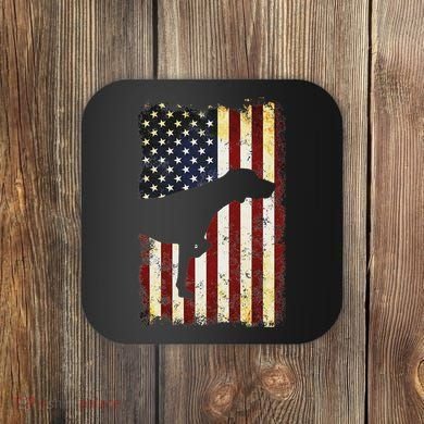 German Shorthaired Pointer Silhouette American Flag Coaster