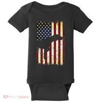 German Shorthaired Pointer Silhouette American Flag Baby Bodysuit thumb 0