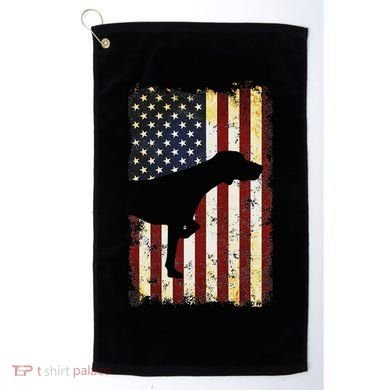 German Shorthaired Pointer Silhouette American Flag Golf Towel