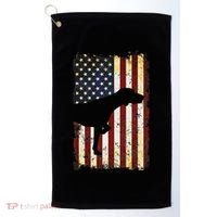 German Shorthaired Pointer Silhouette American Flag Golf Towel thumb 0